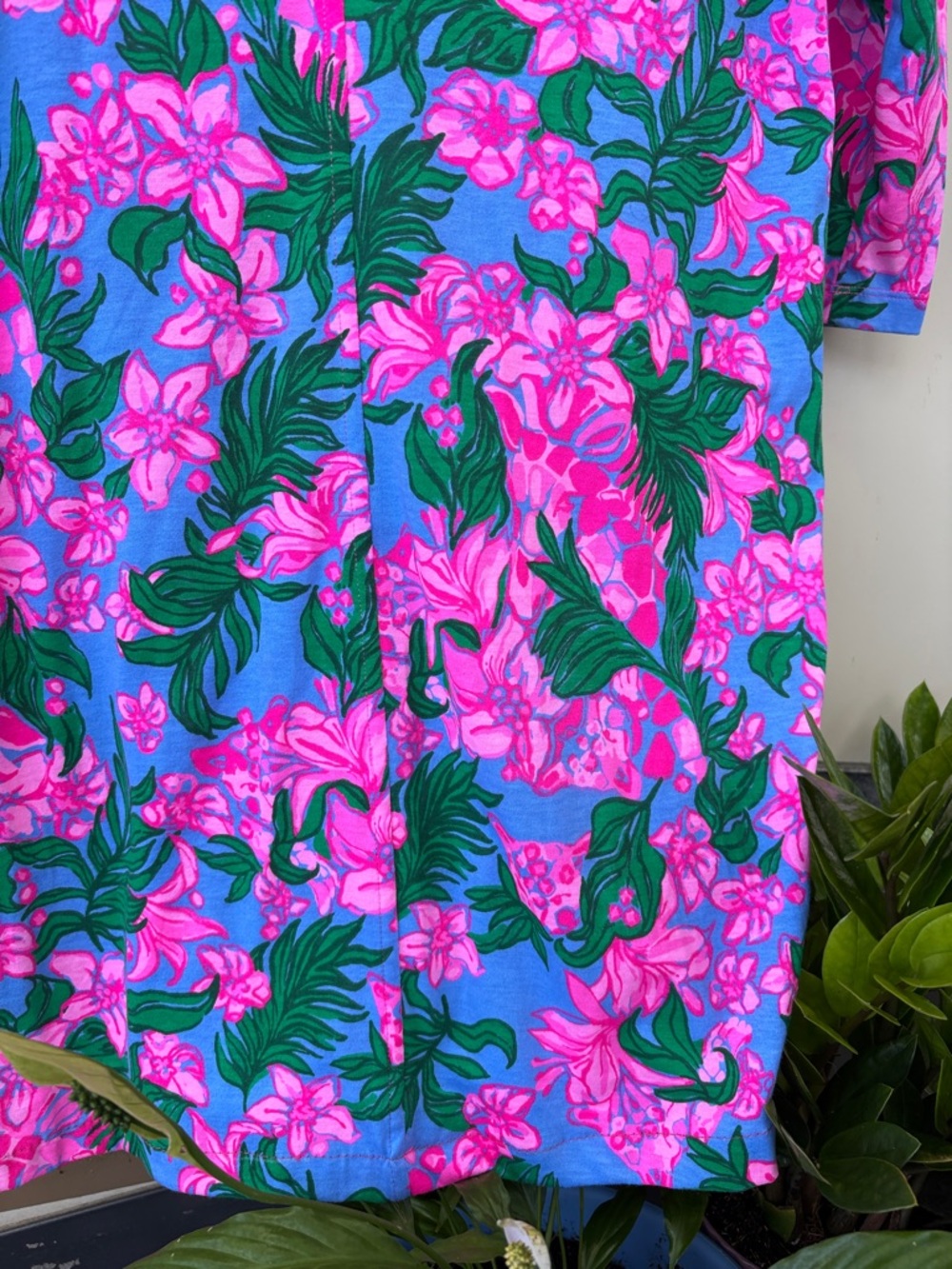 Lilly Pulitzer Blue Floral Long Sleeve Dress with Pink and Green Print - Picture 6 of 8